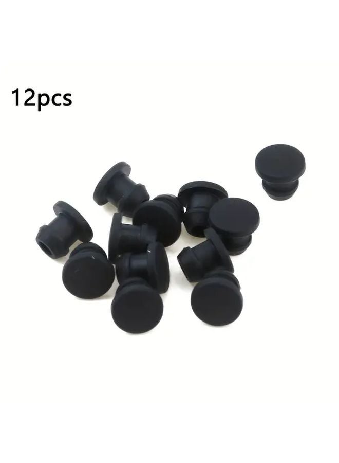 12pcs Black Silicone Plugs 6mm Tapered Round Hole Durable Flexible Industrial - Image 1